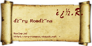 Őry Romána névjegykártya